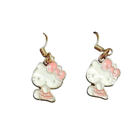 Sanrio Hello Kitty Gold Charm Dangle Earrings - Picture 1 of 2